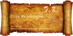Titz Krisztofer névjegykártya